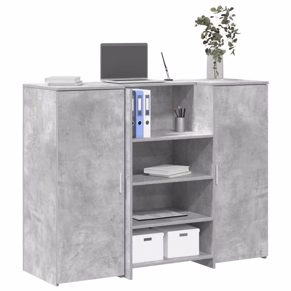 vidaXL Banco Reception Moderno Grigio Cemento in Legno Multistrato L: 135 cm, P: 50 cm, H: 103,5 cm