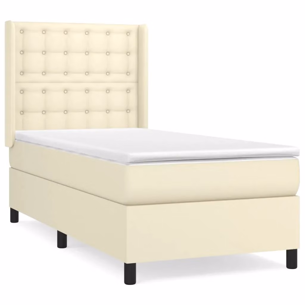 Letto a molle con materasso vidaXL in similpelle beige e bianco L/P/H: 203 x 103 x 128 cm – 2