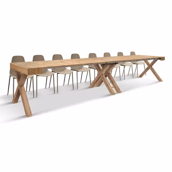 Consolle allungabile CASTIGLIONCELLO in legno effetto rovere rustico 45x90x76 – 402x90x76 cm