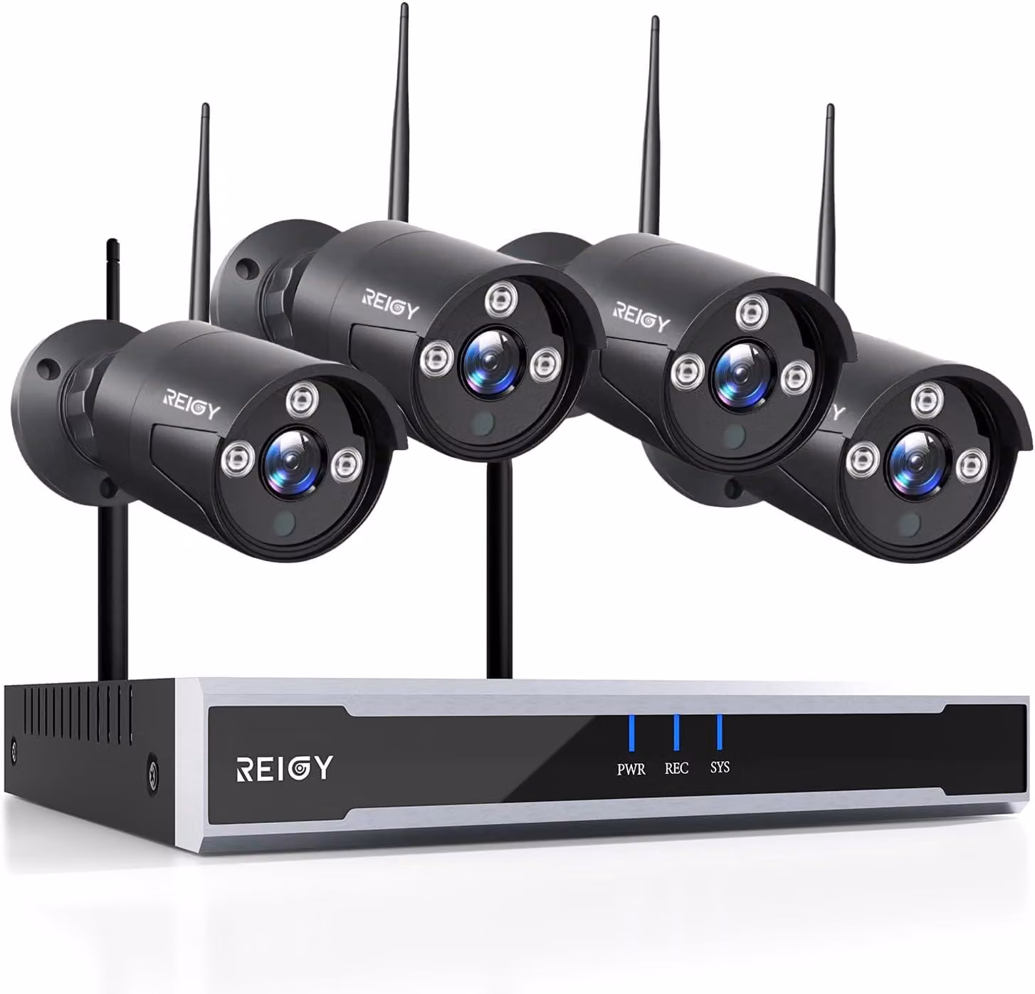 Sistema di telecamere di sicurezza wireless per esterni, con connessione Wi-Fi, registratore video in rete (NVR) a 16 canali e telecamere