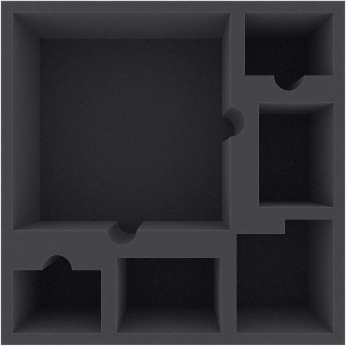 Inserto in schiuma 285x285x100 mm, 6 scomparti per giochi da tavolo
