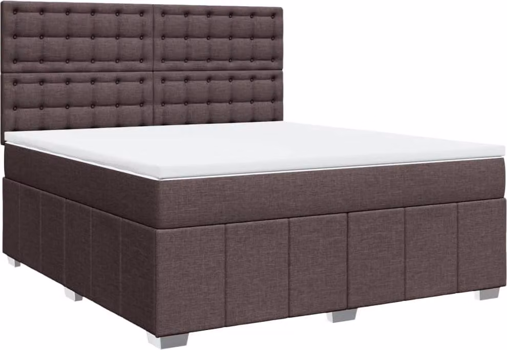 Giroletto a Molle con Materasso Marrone Scuro 180x200cm Tessuto