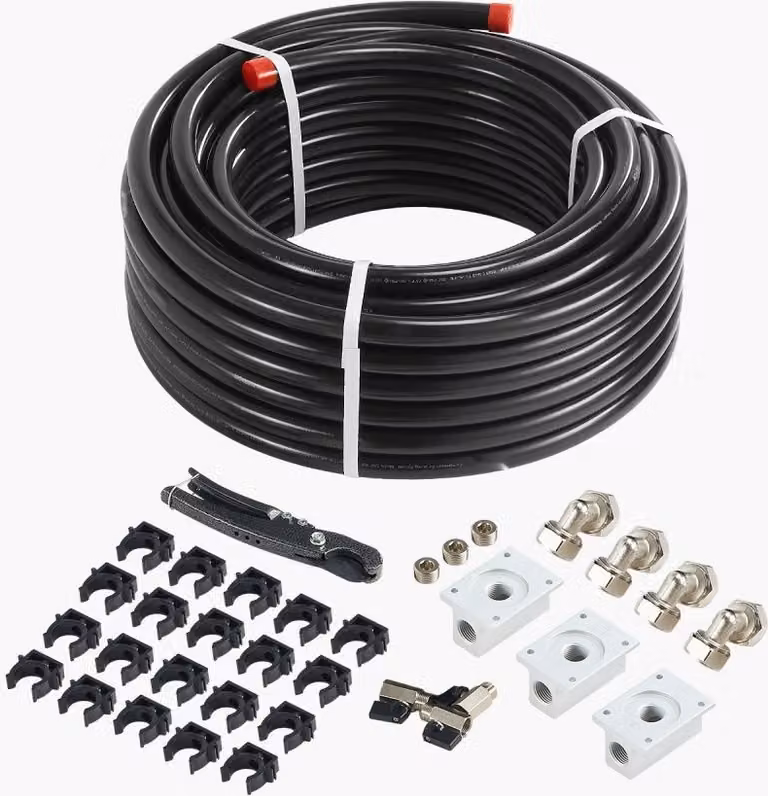 Set di tubi per aria compressa 30,48 m x 19,05 mm - Sistema di linee d'aria in HDPE/alluminio - nero - Tubo flessibile ad alte prestazioni per officine e garage