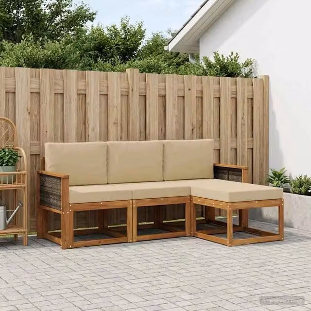 Set di divani da esterno 4 pz Naturale 3385109