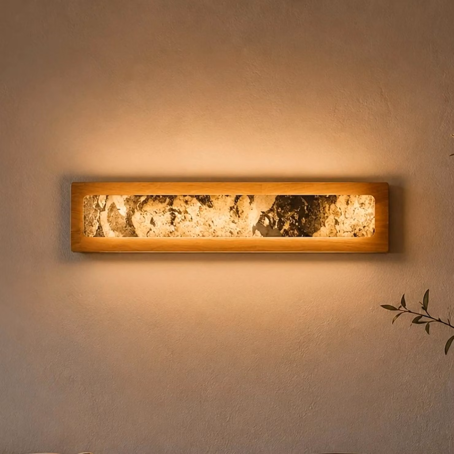 Elobra Applique da parete a LED Chile L, Legno chiaro, Soggiorno / Sala da pranzo, Legno, Applique a LED