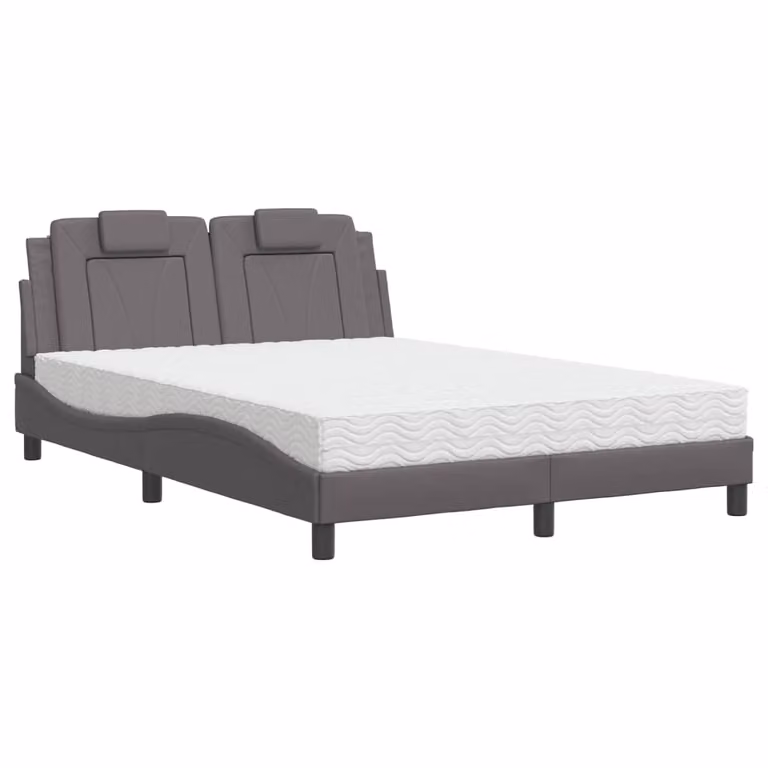 Letto Viana con Materasso Grigio 120x200 cm in Pelle finta
