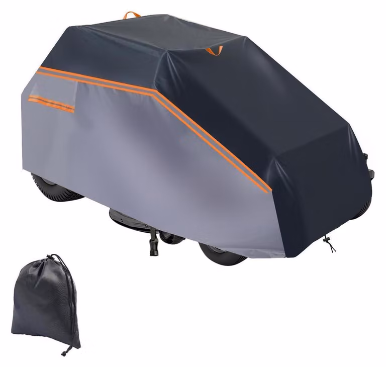 Copertura per tosaerba, realizzata in tessuto Oxford 600D, dimensioni L201 x P140 x H117 cm, impermeabile, resistente ai raggi UV e al vento