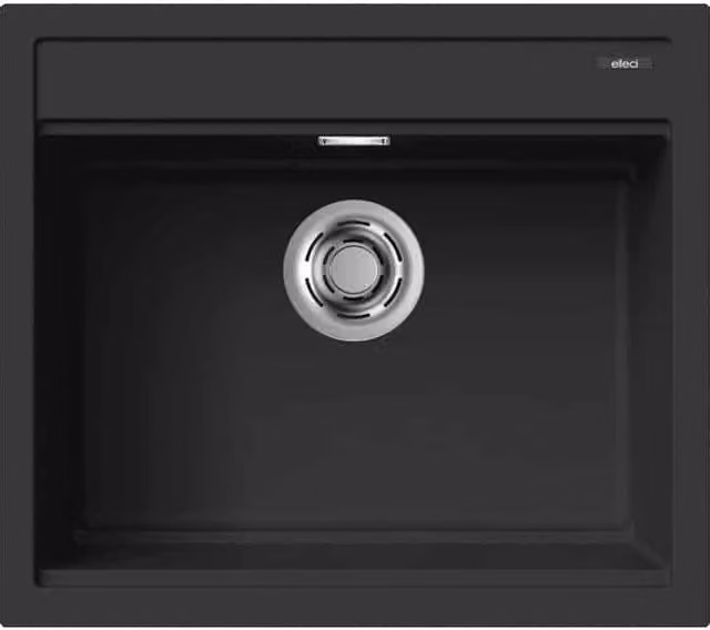 Lavello da incasso Elleci Best 105 a 1 vasca in Keratek Plus colore Black, L: 57 cm, P: 51 cm