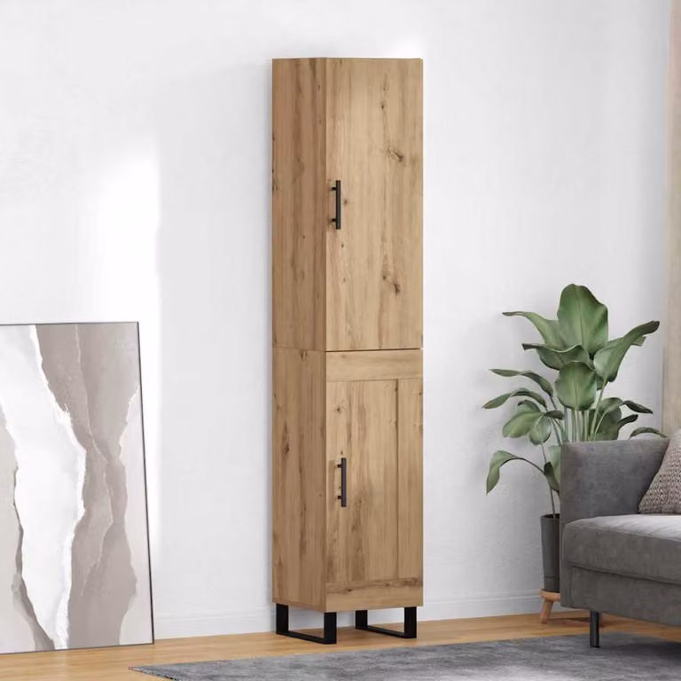 Credenza moderna vidaXL in rovere marrone per cucina e sala da pranzo, L/P/H: 34,5 x 34 x 180 cm