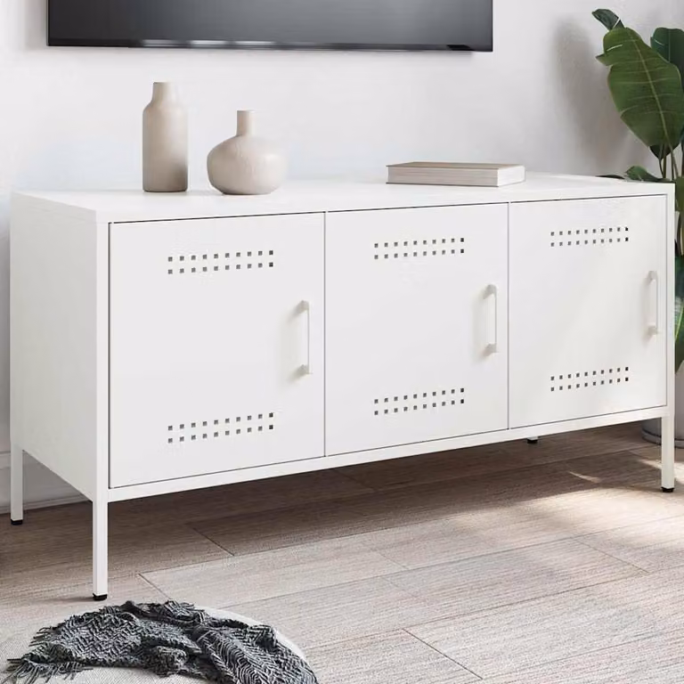 Mobile TV vidaXL in metallo bianco stile industriale L: 100,5 cm, P: 39 cm, H: 50,5 cm