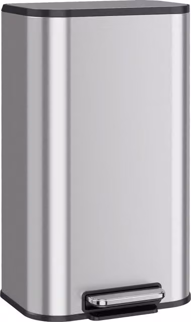 HOMCOM Pattumiera da Cucina Rettangolare 30L in Acciaio Inox, Chiusura Ammortizzata, Secchio Interno Rimovibile, Argento   Aosom Italy