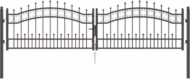 Cancello con Punta a Lancia KAMPEN 305 x 75 cm Acciaio Grigio CFW4053722