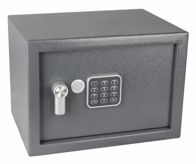Cassaforte in acciaio RS.25.EDK con serratura elettronica, tastierino numerico e leva di apertura, grigio