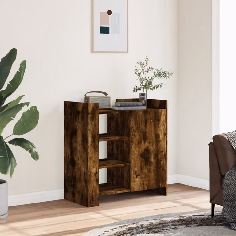 Credenza vidaXL in Rovere Fumo e Legno Multistrato, L 73,5 cm x P 35 cm x H 75 cm
