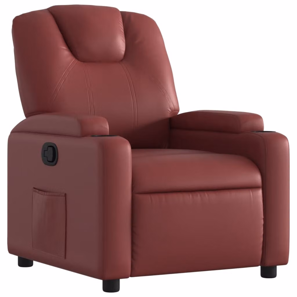 Poltrona Reclinabile Rosso Vino in Pelle finta