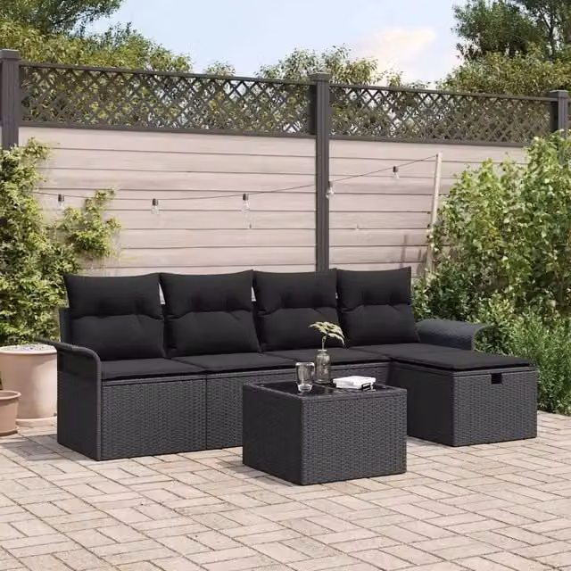 Set Divano da Giardino 6 pz Poly Rattan 3360204