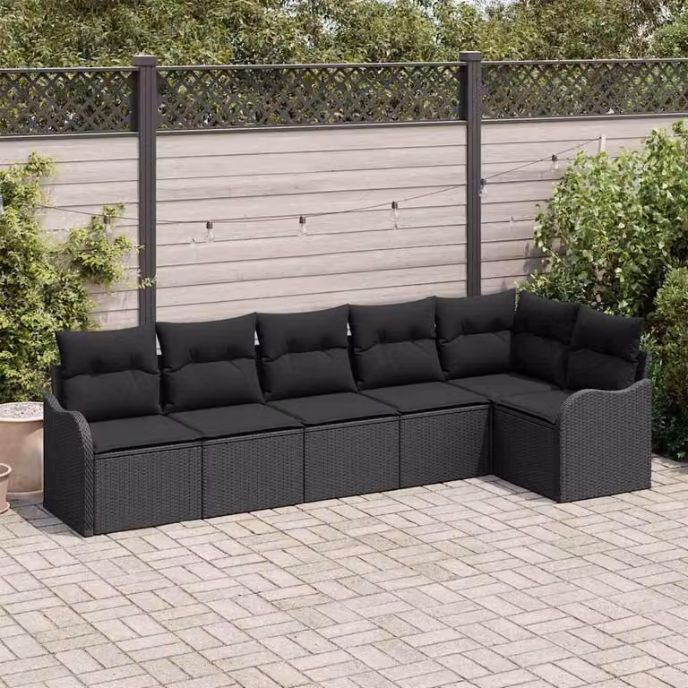 Maison Exclusive - Set Divano da Giardino Nero polyrattan