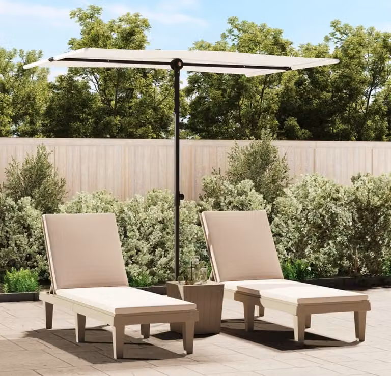 Ombrellone The Living Store con asta in alluminio 2x1,5 m bianco sabbia