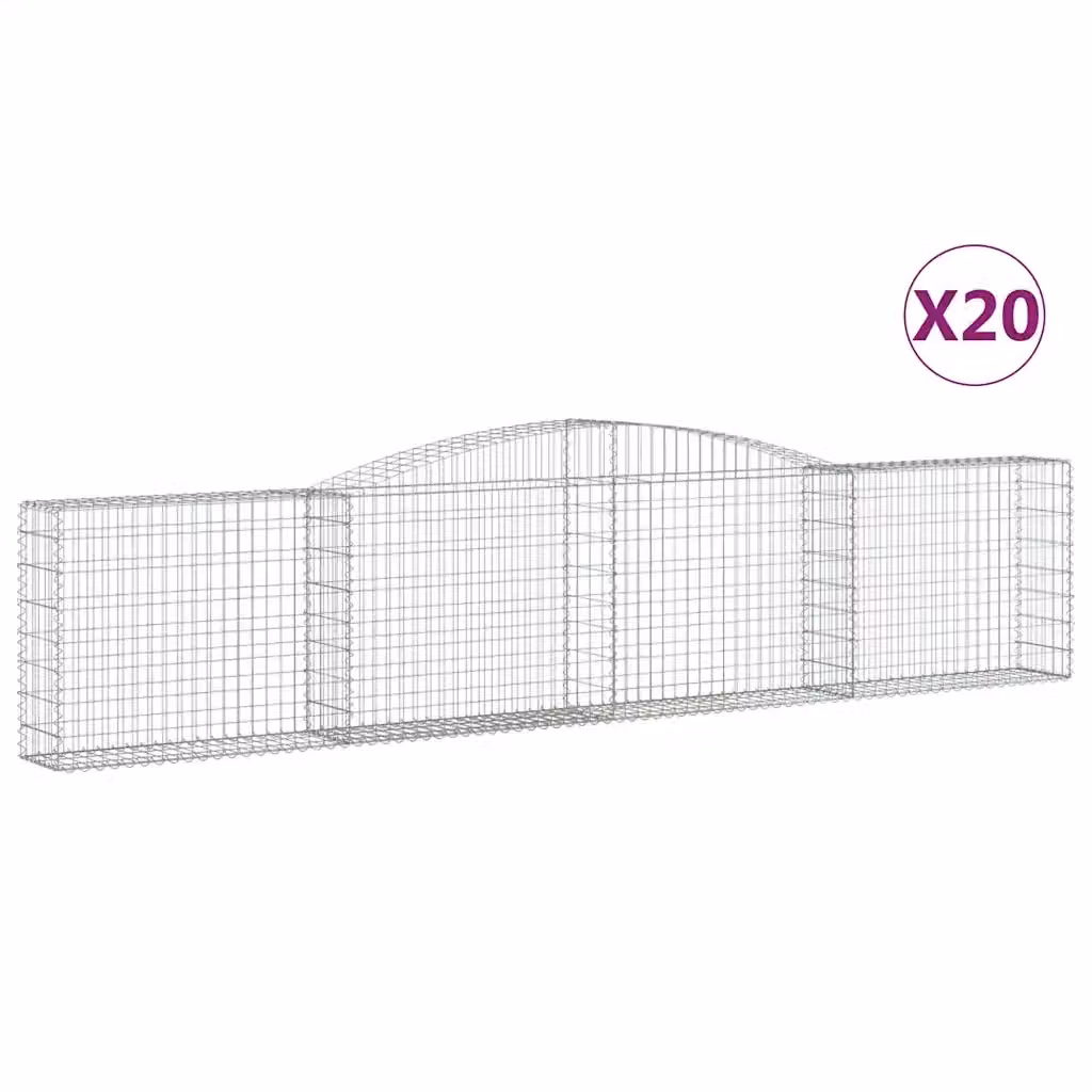 Set di 20 Cesti Gabbioni ad Arco vidaXL in Acciaio Zincato Argento L: 400 cm, P: 30 cm, H: 80-100 cm – 2