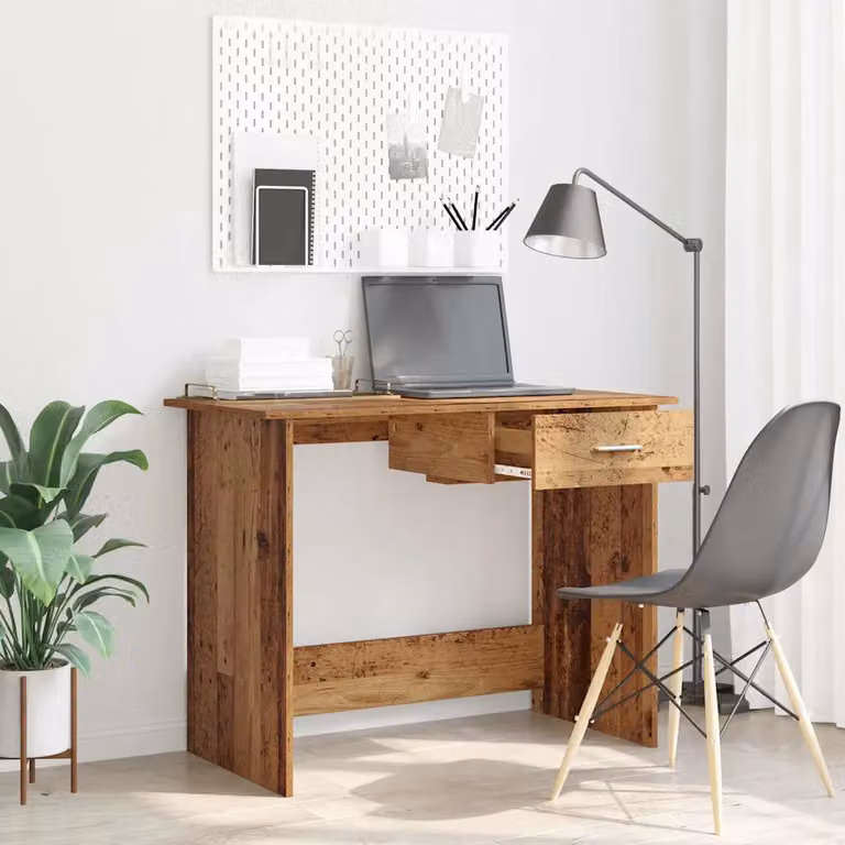Scrivania moderna vidaXL in legno e metallo marrone L: 100 cm, P: 50 cm, H: 76 cm