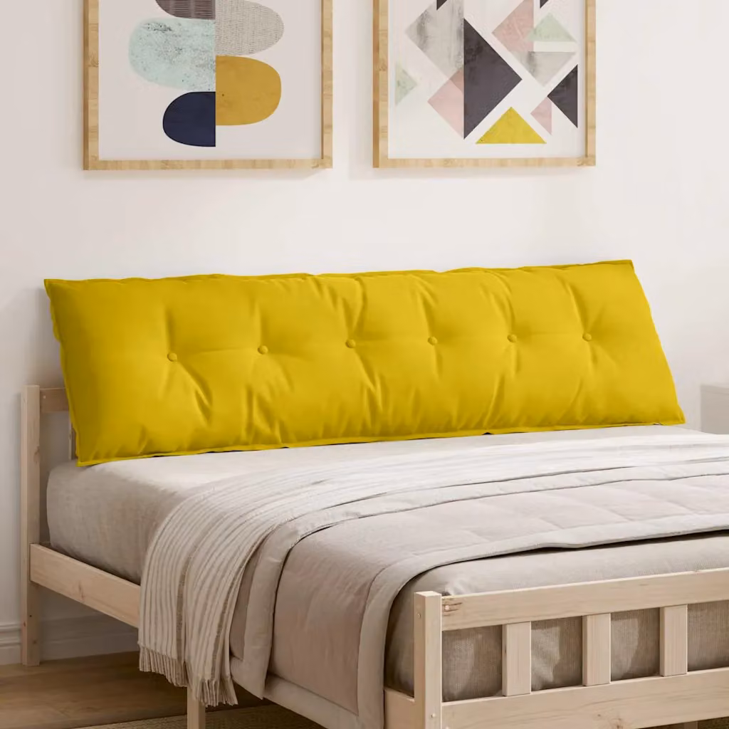 vidaXL Cuscino per Schiena Giallo in Tessuto di Velluto a Costine con Rivestimento Rimovibile L: 180 cm, P: 50 cm, H: 19 cm