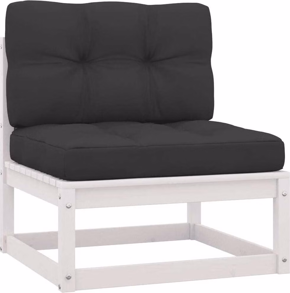 Set Divani da Giardino 2 pz Cuscini Bianchi Massello di Pino