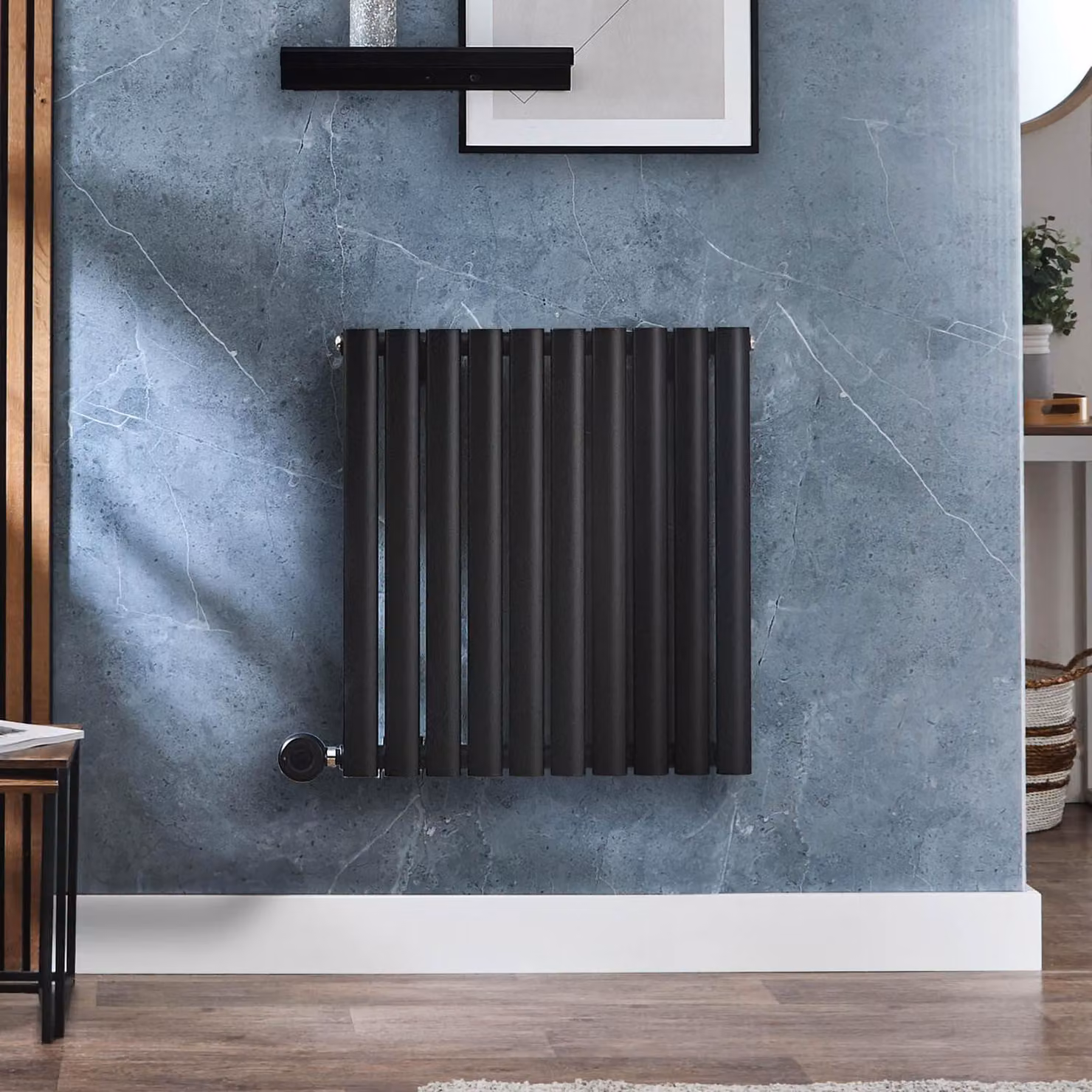 Radiatore Elettrico di Design Orizzontale - Nero - 635mm x 413mm (Pannello Singolo) - Senza Termostato - Revive - ECOSO by Hudson Reed
