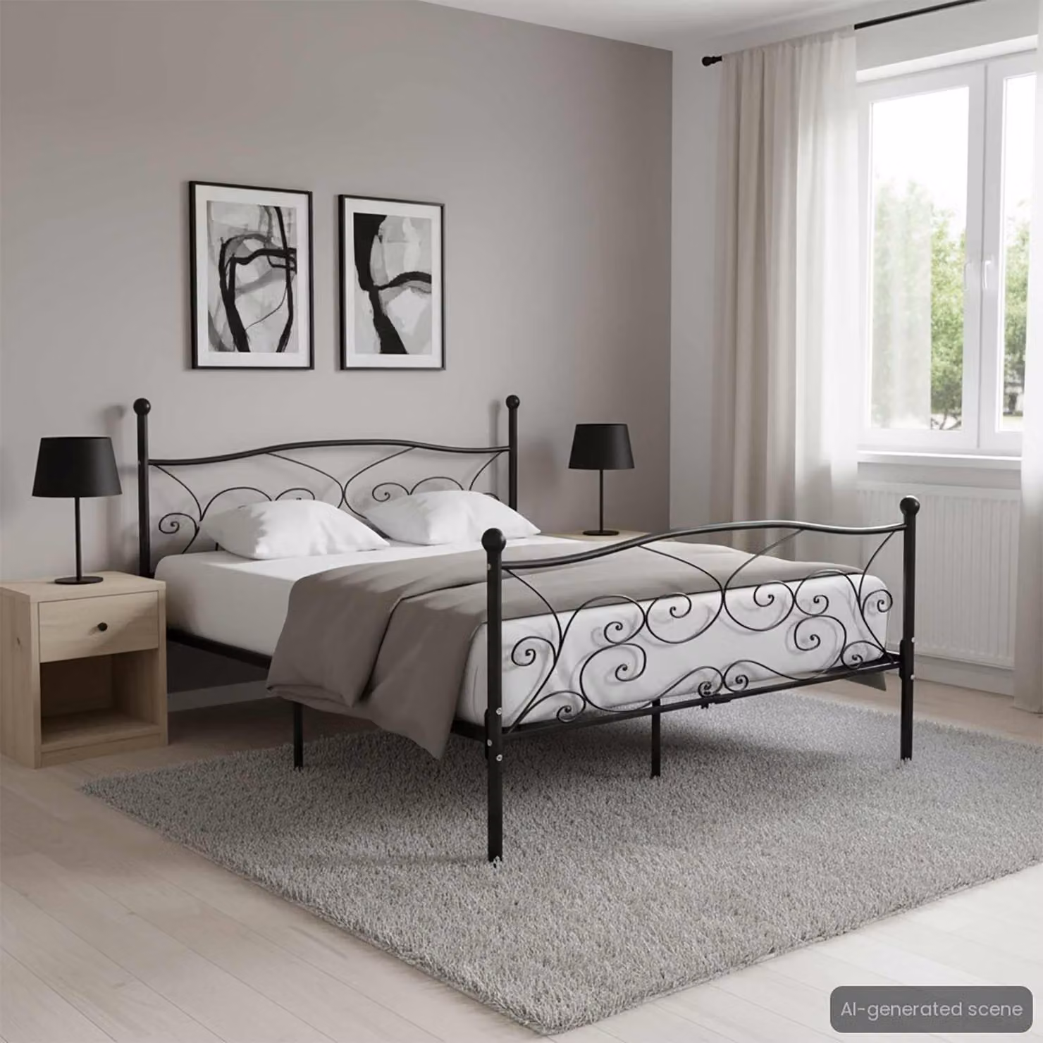 Maison Exclusive - Letto con rete a doghe in metallo nero 180 × 200 cm