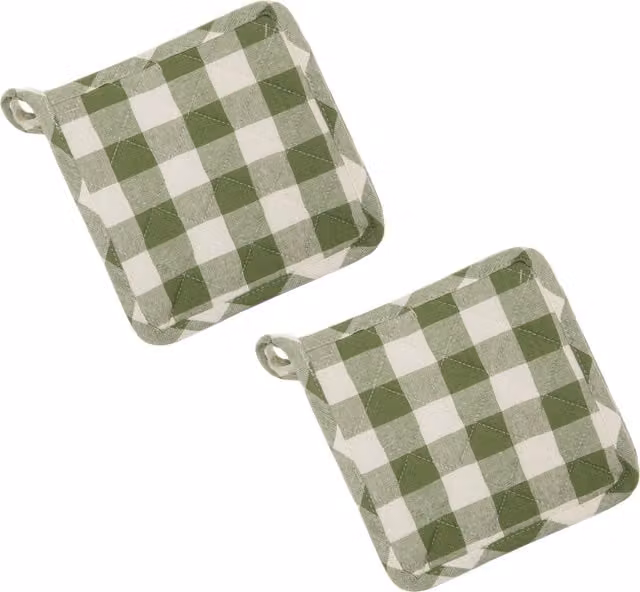 Set 2 presine da forno 18x18 cm cotone quadri verde