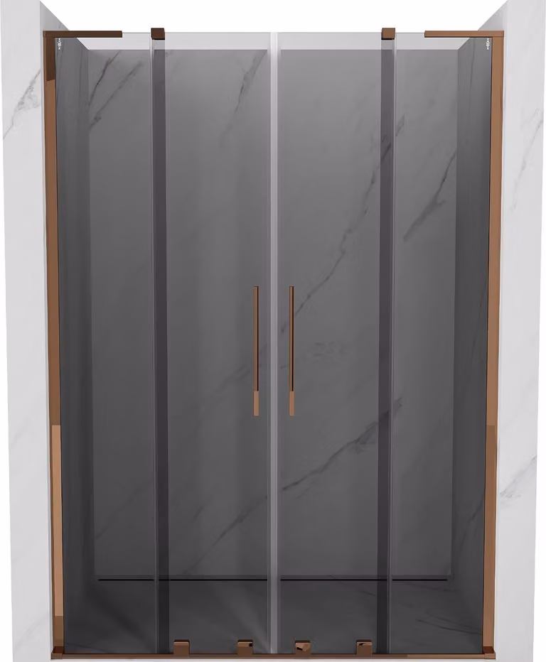 Mexen Velar L Duo porte doccia scorrevoli 160 cm, grafite, oro rosa - 871-160-003-42-60