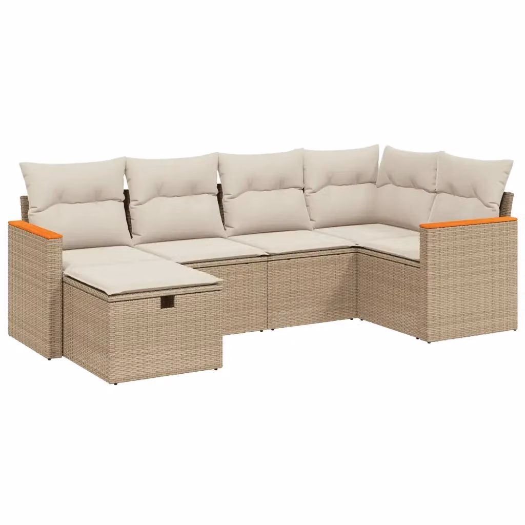 Set Divano da Giardino a L vidaXL in Polyrattan con Cuscini Beige e Struttura in Acciaio – 2