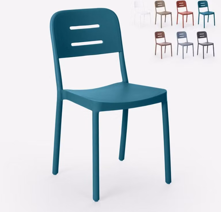 Sedia in polipropilene dal design moderno per cucina bar ristorante giardino Mose - Blu