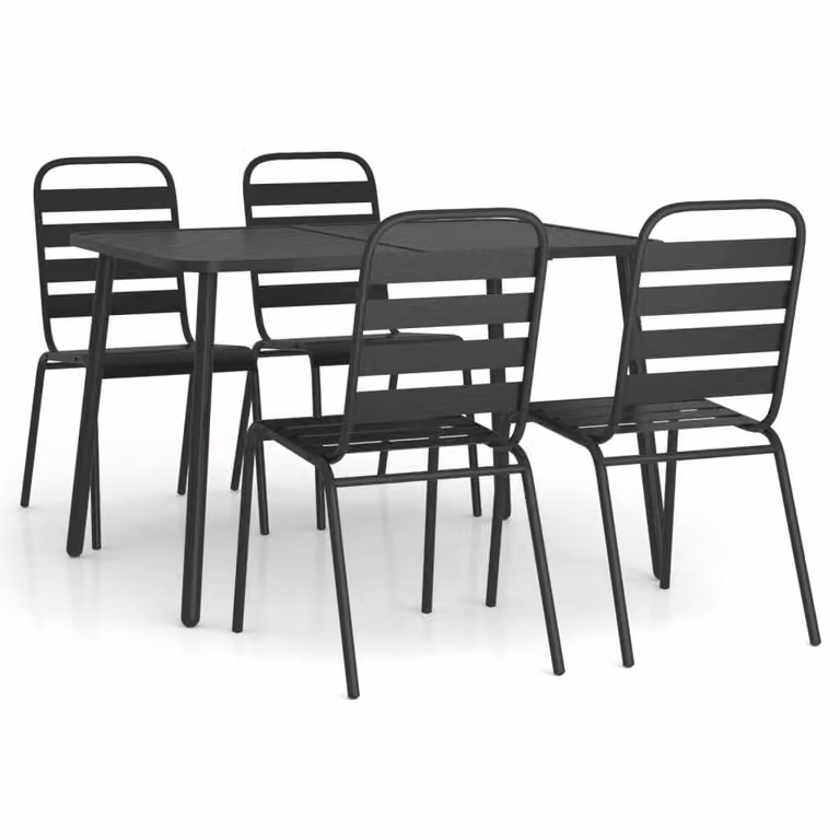 Set da Pranzo da Giardino 5 pz in Acciaio Antracite