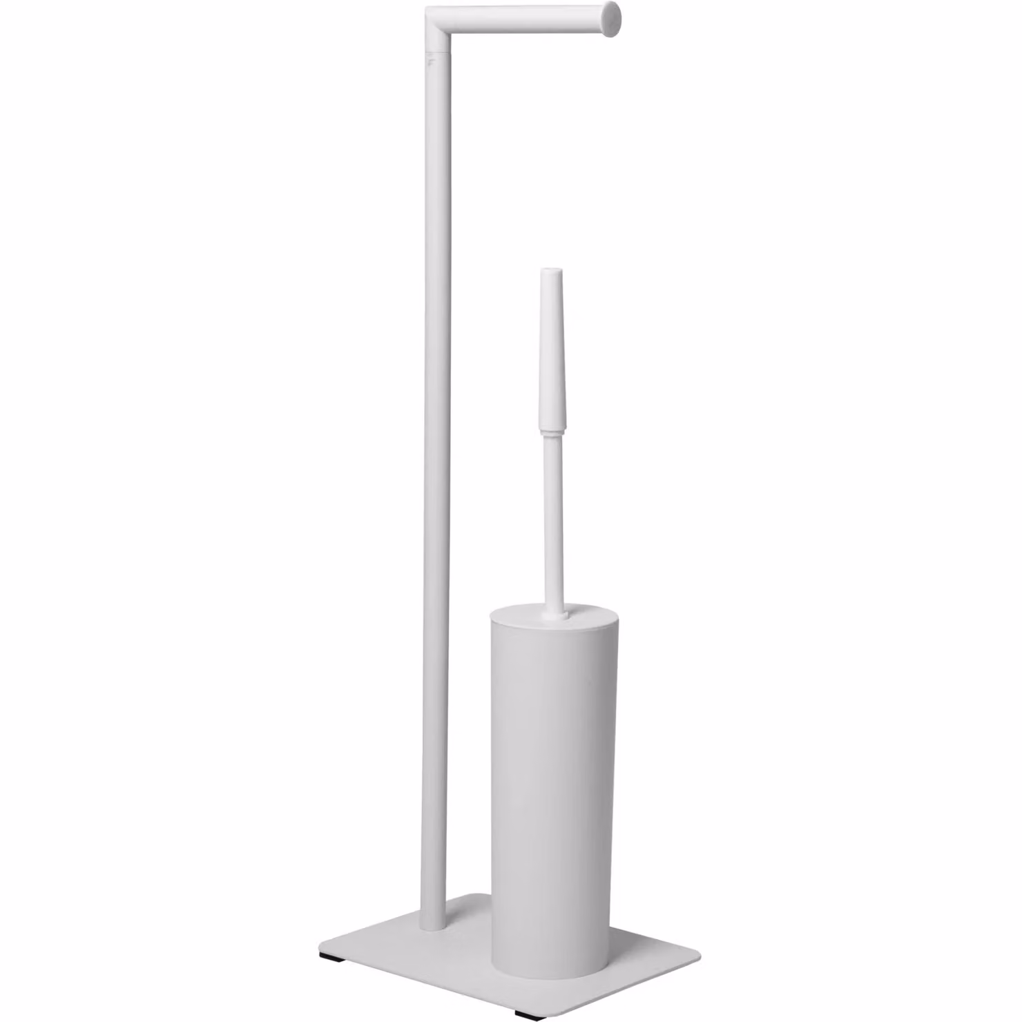 Piantana portascopino e portarotolo VESTIAMO CASA in acciaio inox bianco H: 68 cm, L: 23 cm, P: 18 cm