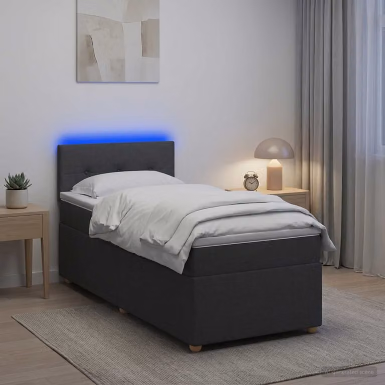 Letto box spring con materasso ibrido vidaXL in tessuto Grigio Scuro L: 90 cm, P: 190 cm