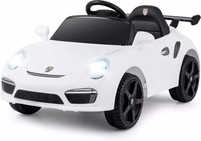 Auto elettrica Porsche per bambini con telecomando e 2 velocità, colore bianco, L 104 cm x P 57 cm x H 48,5 cm – 1