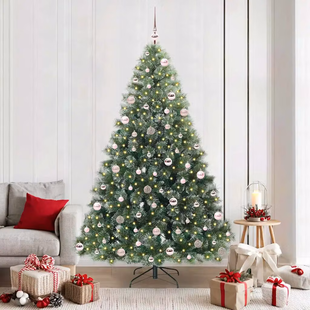 Albero di Natale artificiale vidaXL verde con 300 LED luce bianca calda in PE e PVC, Altezza: 210 cm