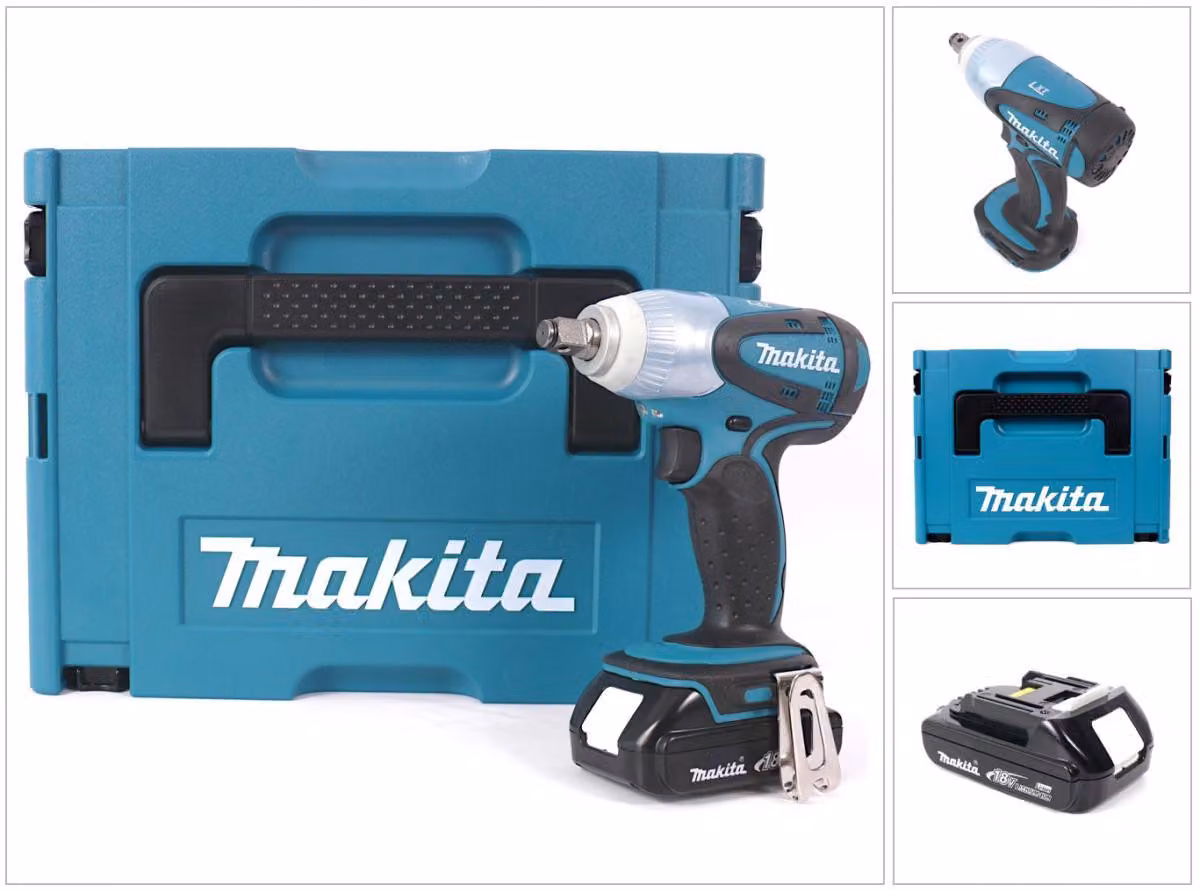 Makita DTW 251 Y1J 18V Trapano avvitatore ad impulso a batteria 230 Nm in valigetta + 1x Batteria BL 1815 1,5 Ah
