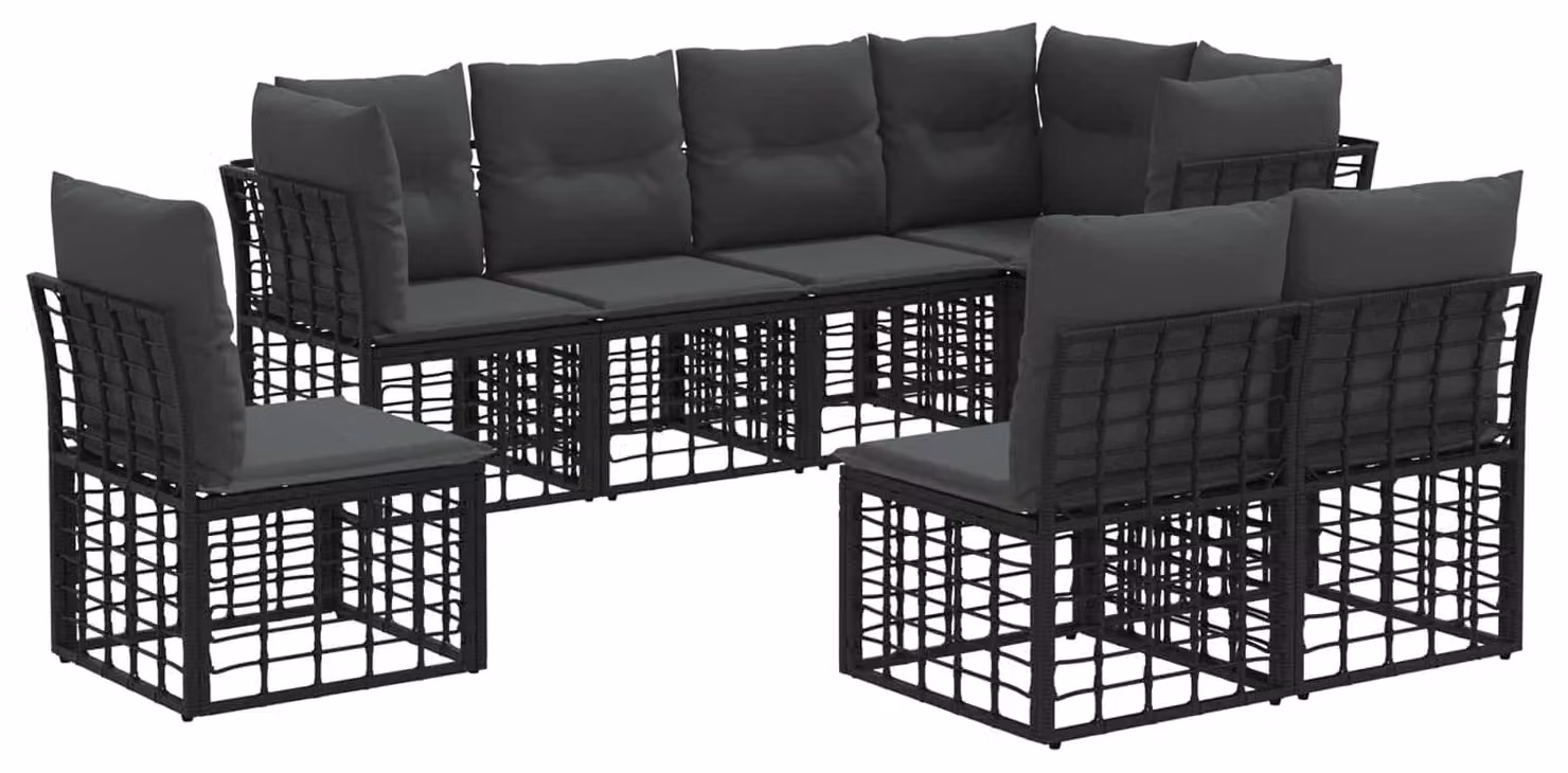 Set di divani da esterno Nero Poliestere