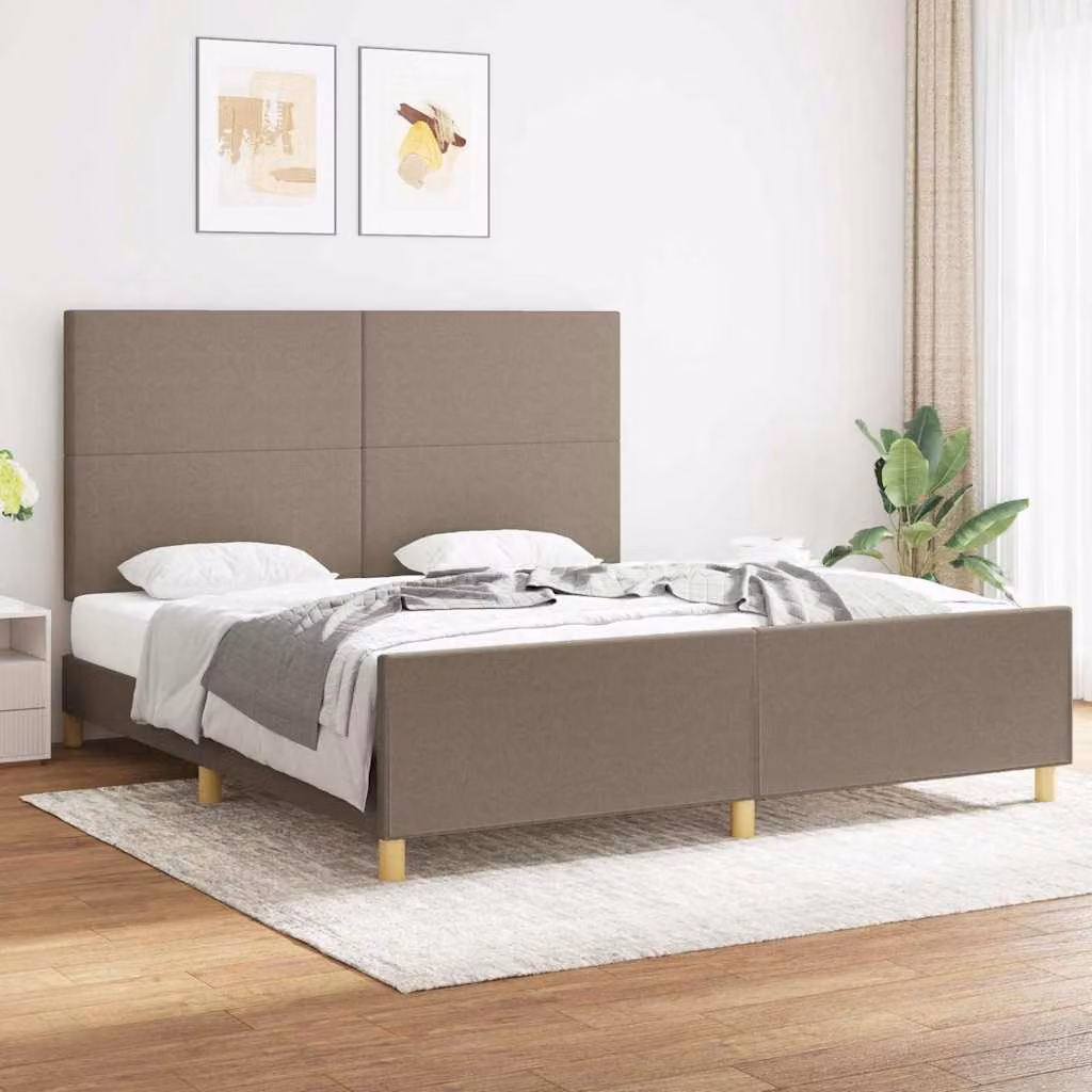 Giroletto vidaXL in legno e tessuto beige per adulti L/P: 180 x 200 cm