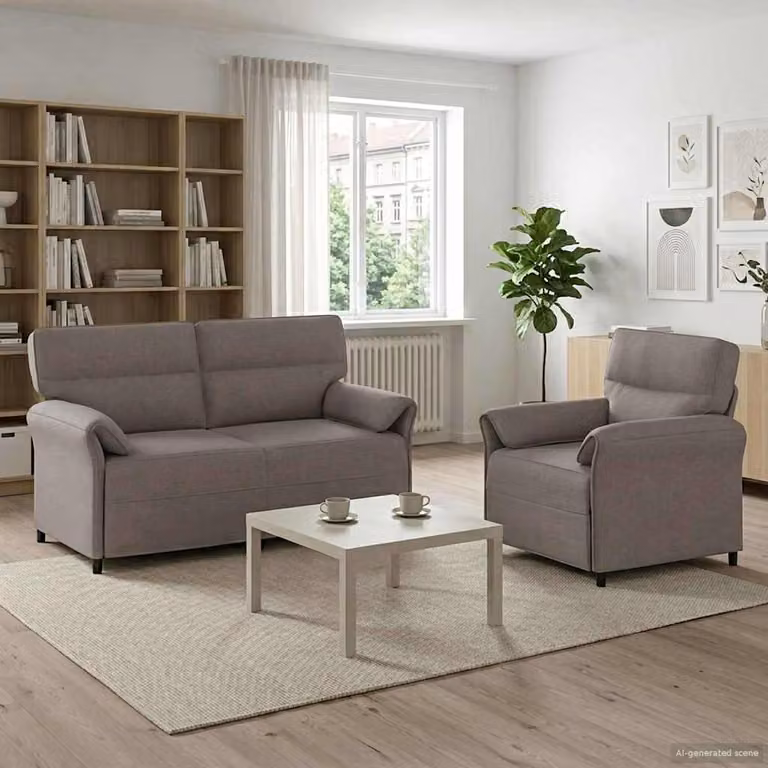 Set di 2 divani moderni vidaXL in tessuto beige con struttura in metallo per il tuo soggiorno