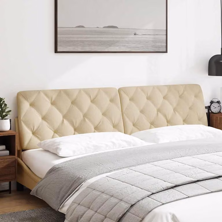 vidaXL Cuscino Testiera Crema 200 cm in Tessuto
