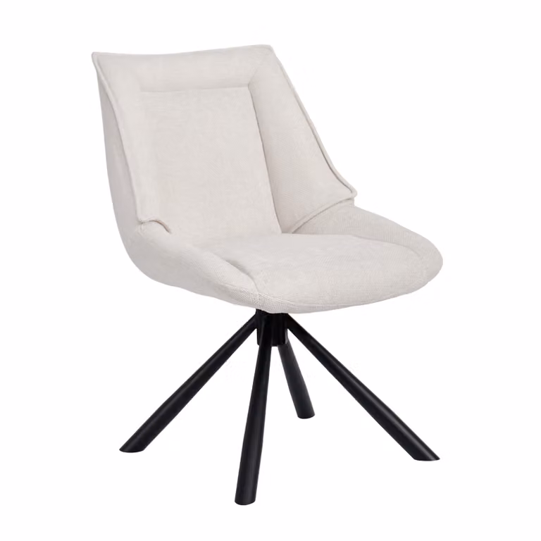 Duhome sedia da pranzo Sedia da cucina ergonomica girevole a 180° Sedia in tessuto di ciniglia e struttura in metallo Sedia da salotto con funzione reclinabile, crema