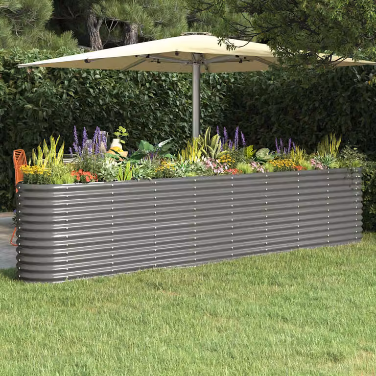 Vaso da giardino vidaXL in acciaio zincato grigio L: 332 cm, P: 40 cm, H: 68 cm