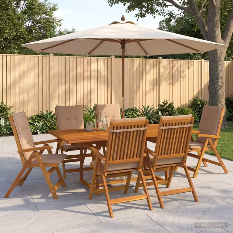 Set da pranzo da giardino vidaXL in legno di acacia naturale composto da 7 pezzi per esterno