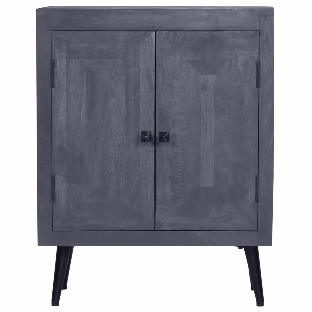 Credenza in legno di mango e metallo stile industrial vidaXL, L: 60 cm, P: 30 cm, H: 76 cm, Grigio – 2