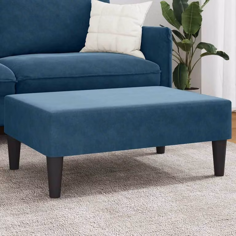 Poggiapiedi vidaXL in velluto blu, design moderno per il tuo soggiorno, L 77 cm x P 55 cm x H 31 cm