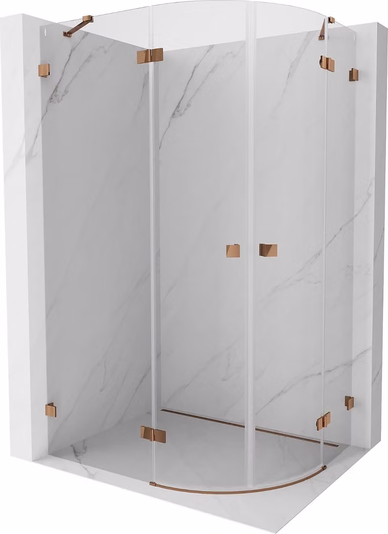 Mexen Lunar cabina doccia semicircolare battente sinistra 100 x 90 cm, trasparente, oro rosa - 833-100L-090P-60-00