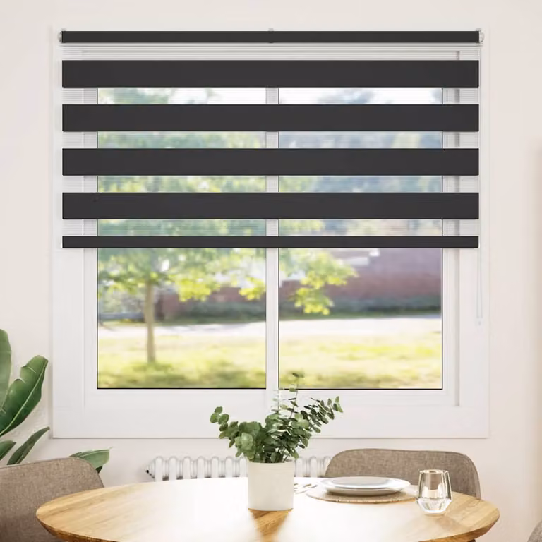 vidaXL Tenda a Rullo Zebra Nero Larghezza Tessuto 135,9 cm Poliestere