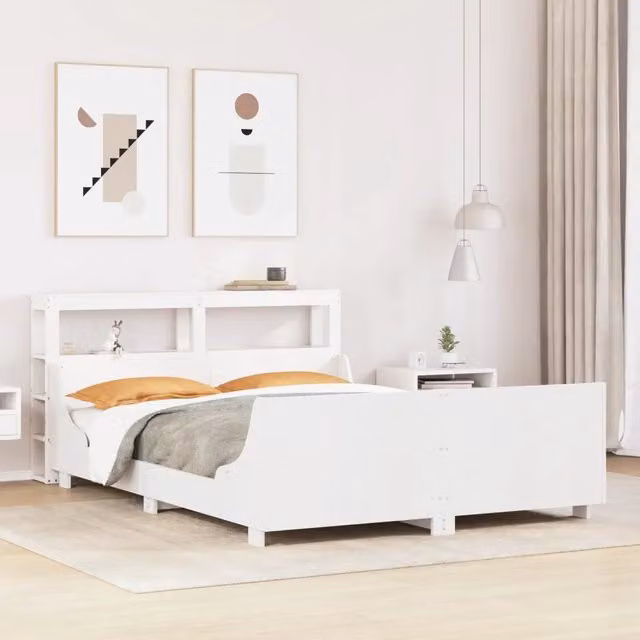 Letto senza Materasso Bianco 150x200 cm Legno Massello di Pino 3306457